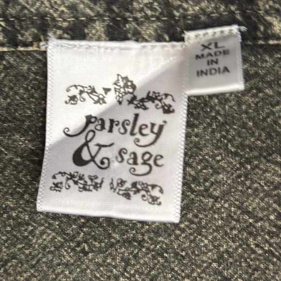 Parsley & Sage M Green Embroidered Denim Look Button Front Shirt Top . Size XL - Picture 3 of 7